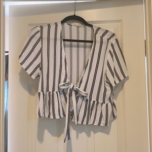 LA Hearts Black & White striped shirt